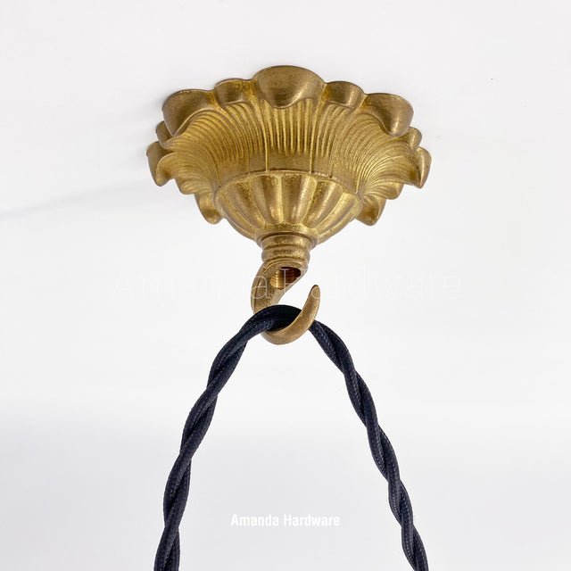 Brass Flower Petal Dome Hook - 3.56in