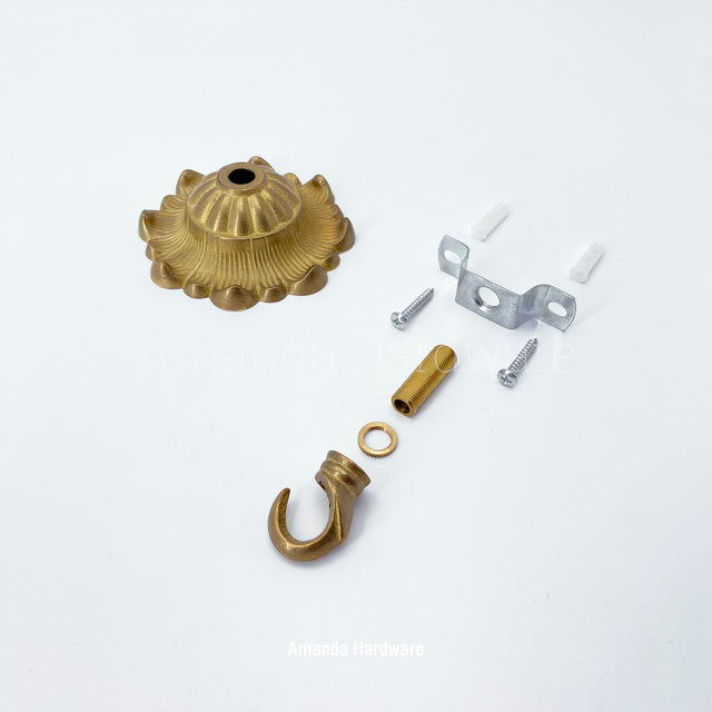 Brass Flower Petal Dome Hook - 3.56in