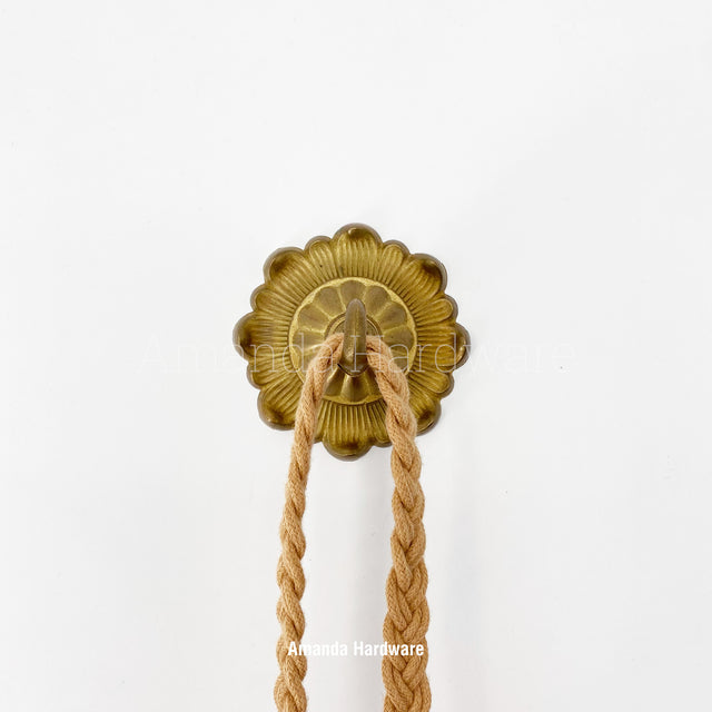 Brass Flower Petal Dome Hook - 3.56in