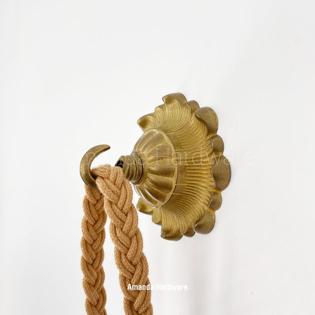 Brass Flower Petal Dome Hook - 3.56in