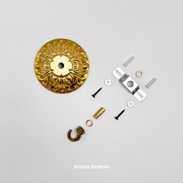 Brass Plum Flower Canopy Hook - 4in