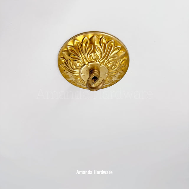 Brass Plum Flower Canopy Hook - 4in