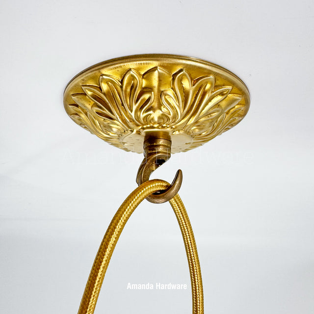 Brass Plum Flower Canopy Hook - 4in