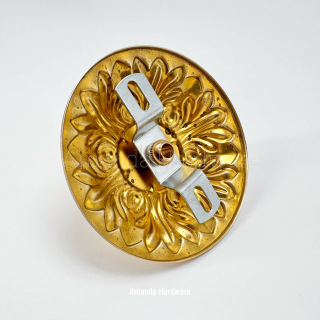 Brass Plum Flower Canopy Hook - 4in