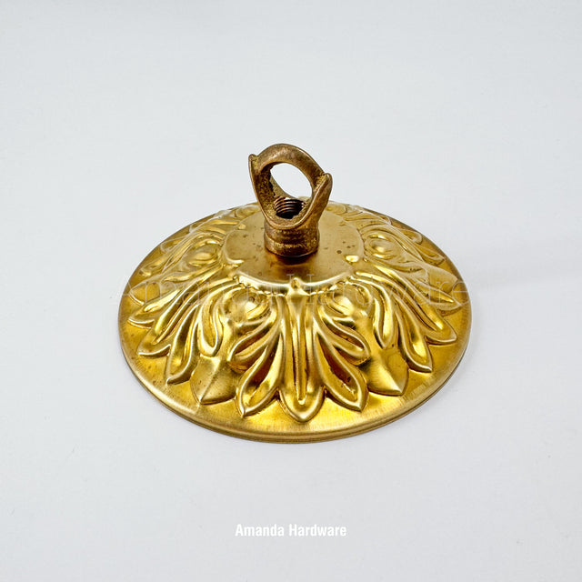 Brass Plum Flower Canopy Hook - 4in