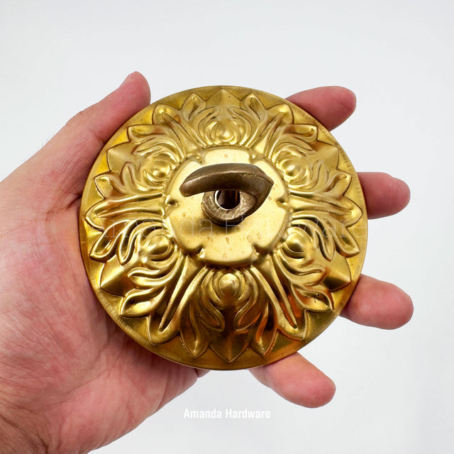Brass Plum Flower Canopy Hook - 4in
