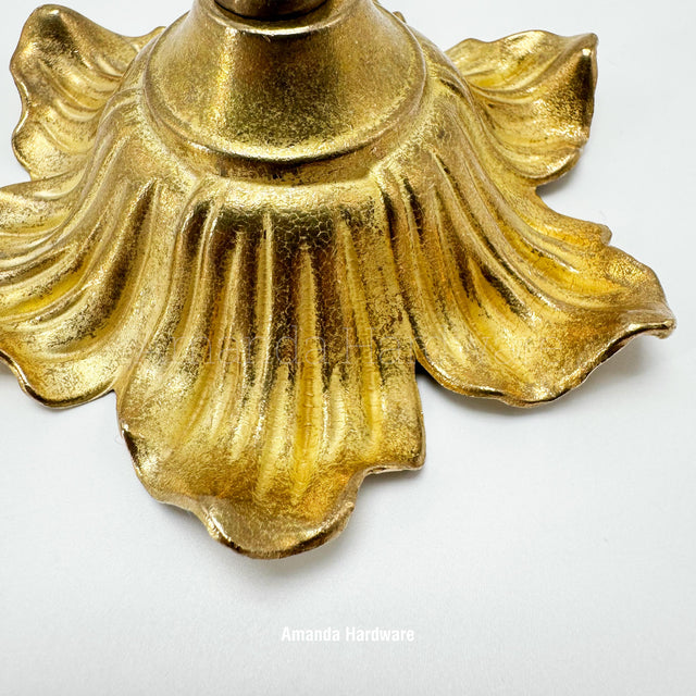 Brass Relief Flower Hook - 4.8in