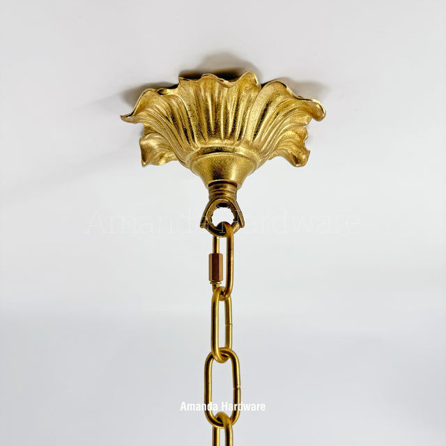 Brass Relief Flower Hook - 4.8in