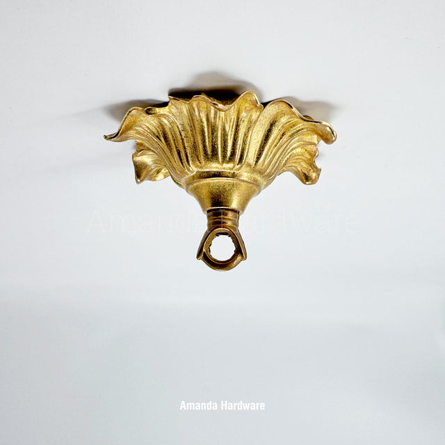 Brass Relief Flower Hook - 4.8in