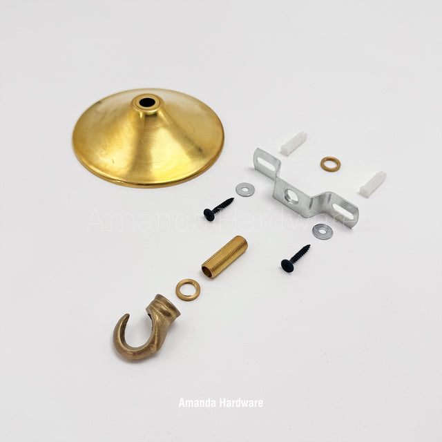 Raw Brass Ceiling Hook Canopy - 4in