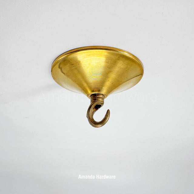 Raw Brass Ceiling Hook Canopy - 4in
