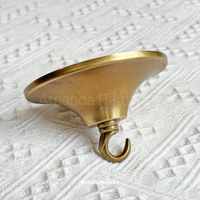 Raw Brass Ceiling Hook Canopy - 4.65in