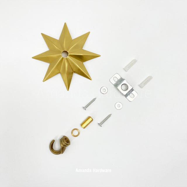 Lacquered Brass Star Hook - 4.25in