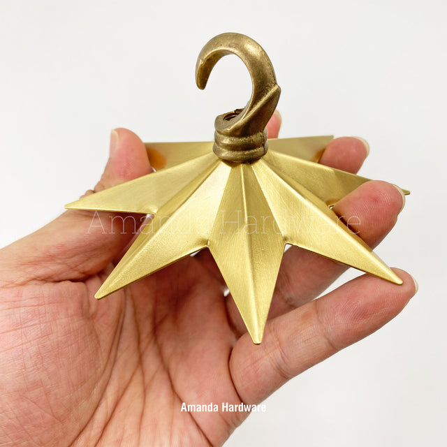 Lacquered Brass Star Hook - 4.25in