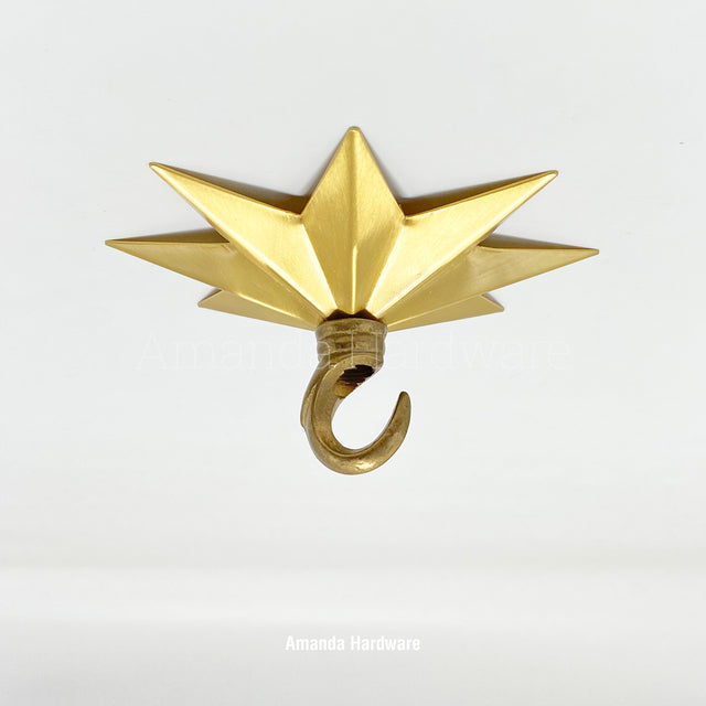 Lacquered Brass Star Hook - 4.25in