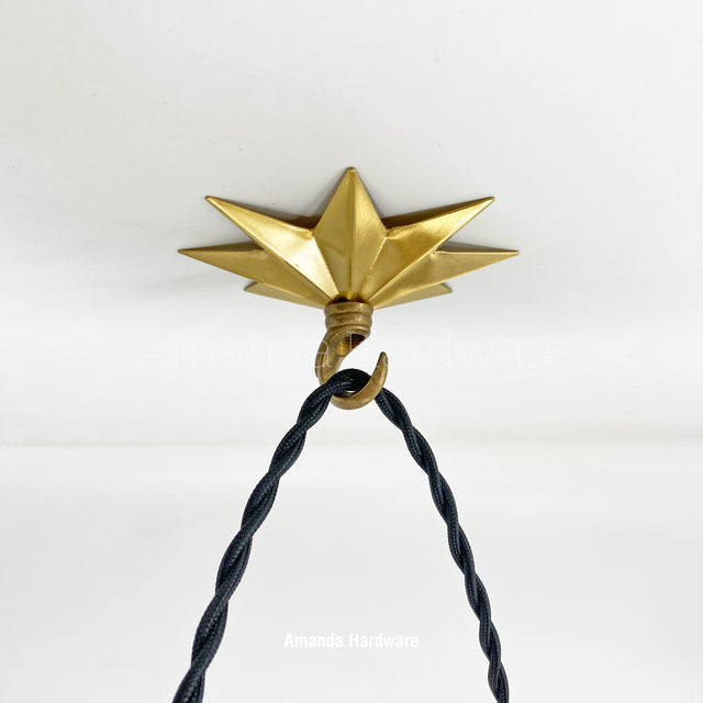 Lacquered Brass Star Hook - 4.25in