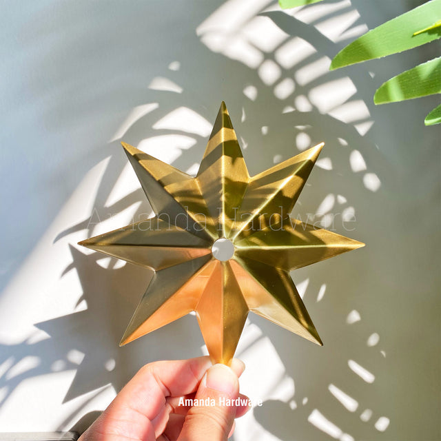 Lacquered Brass Star Hook - 6in