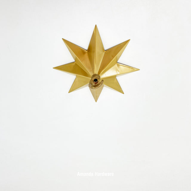 Lacquered Brass Star Hook - 6in