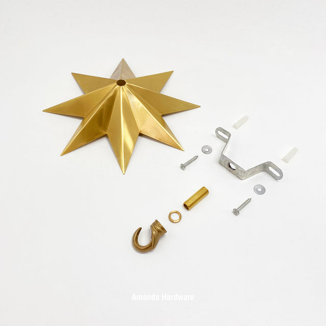 Lacquered Brass Star Hook - 7.7in