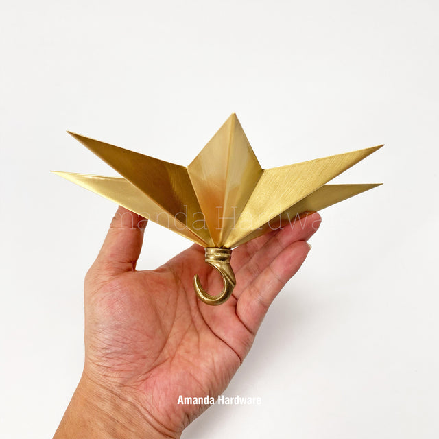 Lacquered Brass Star Hook - 7.7in