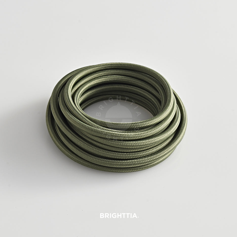 Olive Green Fabric Cord - Cloth Covered Electrical Wire