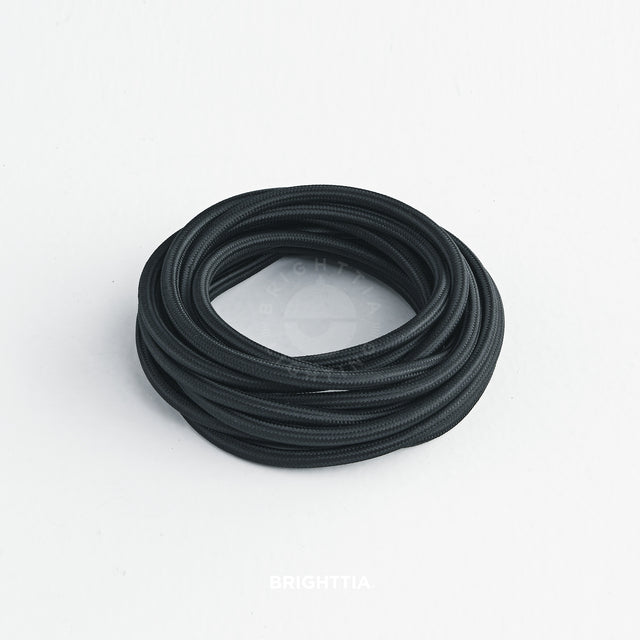 Black Fabric Cord - Cloth Covered Electrical Wire - Custom Lengths