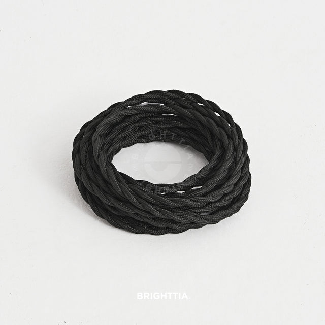 Black Twisted Fabric Cord - Cloth Covered Electrical Wire