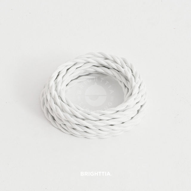White Twisted Fabric Cord - Cloth Covered Electrical Wire