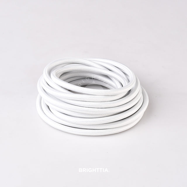 White Fabric Cord - Cloth Covered Electrical Wire