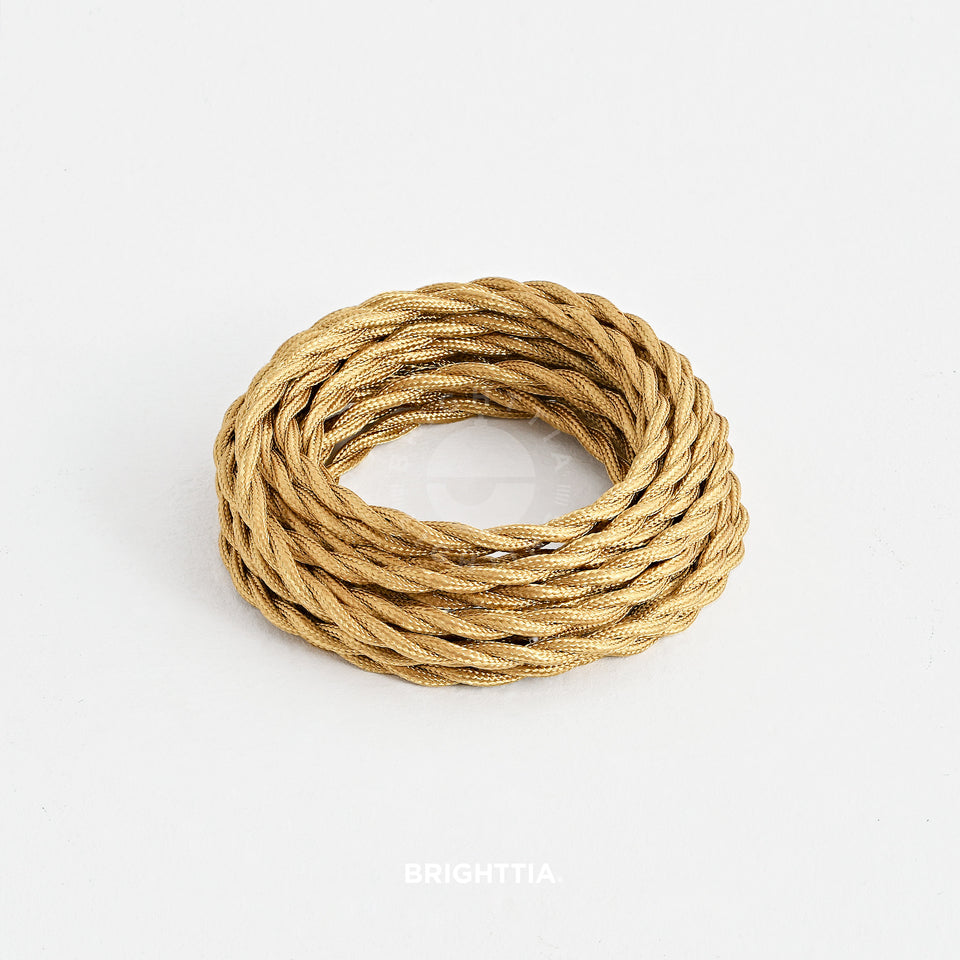 Brass Twisted Fabric Cord - Cloth Covered Electrical Wire