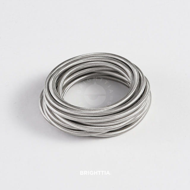 Silver Fabric Cord - Cloth Covered Electrical Wire