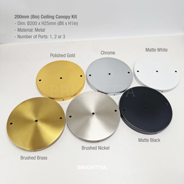 8in Modern 2-Port Canopy Kit - Brushed Nickel