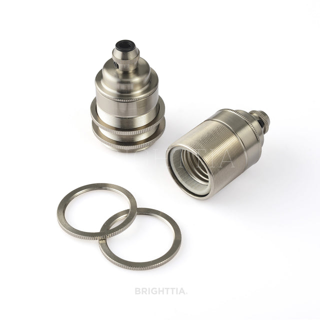 Premium Shade-Ready E26 Bulb Socket - Nickel