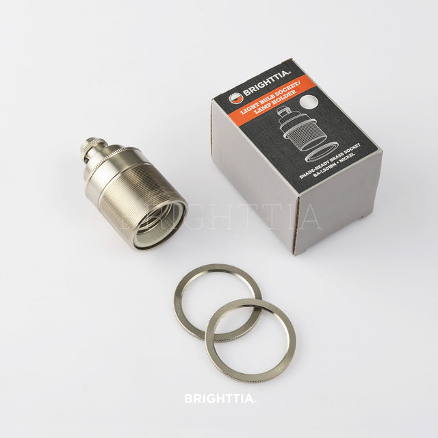 Premium Shade-Ready E26 Bulb Socket - Nickel