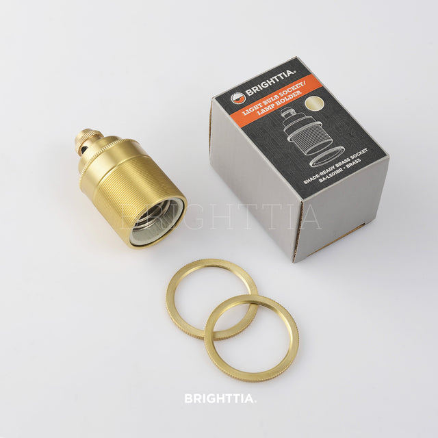 Premium Shade-Ready E26 Bulb Socket - Brass