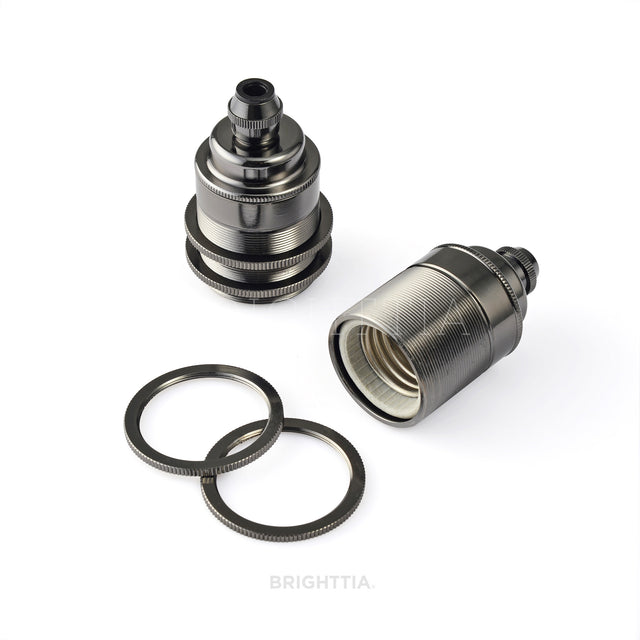 Premium Shade-Ready E26 Bulb Socket - Gunmetal