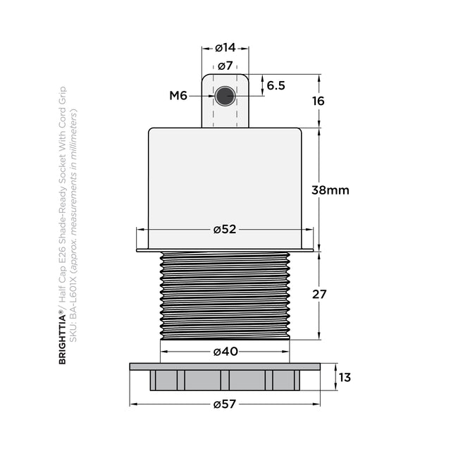 Half Cap E26 Shade-Ready Bulb Socket - White