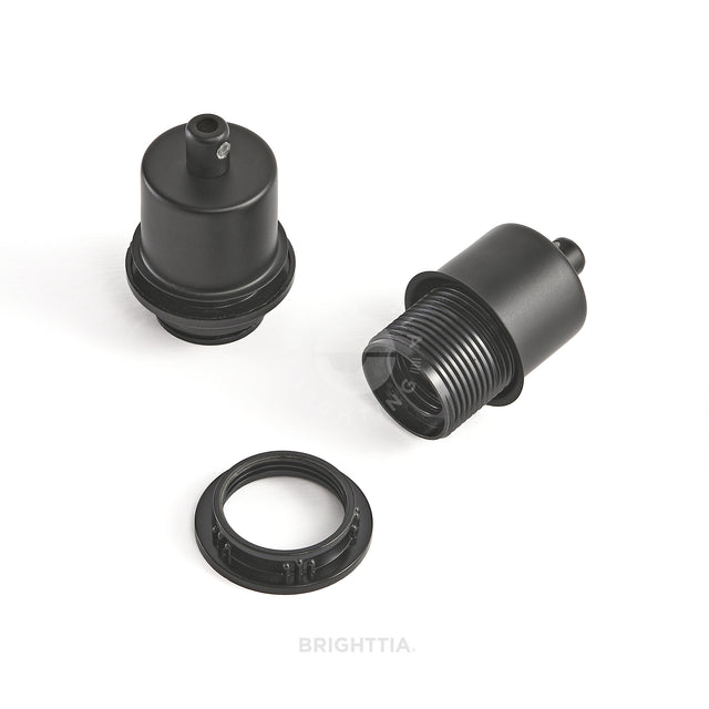 Half Cap E26 Shade-Ready Bulb Socket - Black