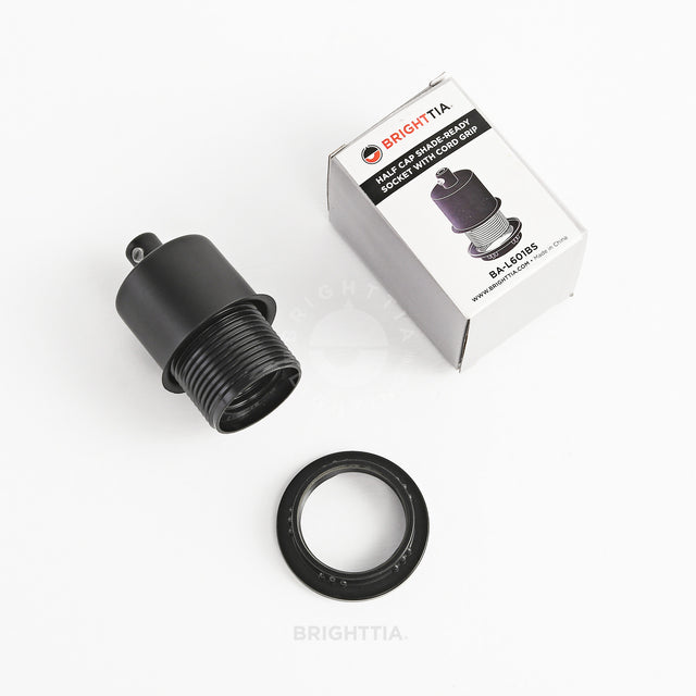 Half Cap E26 Shade-Ready Bulb Socket - Black