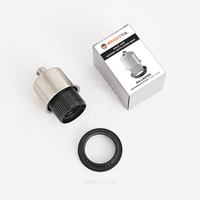 Half Cap E26 Shade-Ready Bulb Socket - Brushed Nickel