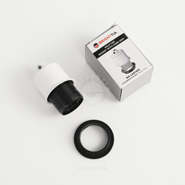 Half Cap E26 Shade-Ready Bulb Socket - White