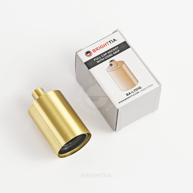 Full Cap E26 Bulb Socket With Cord Grip - Brushed Gold