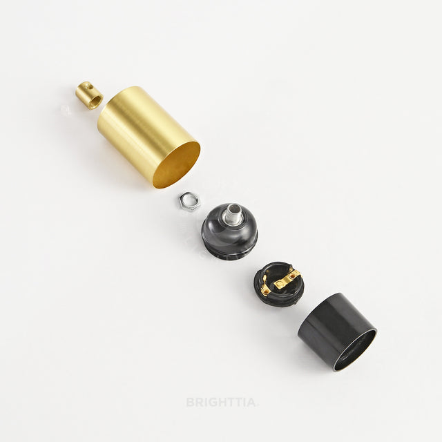 Full Cap E26 Bulb Socket With Cord Grip - Brushed Gold