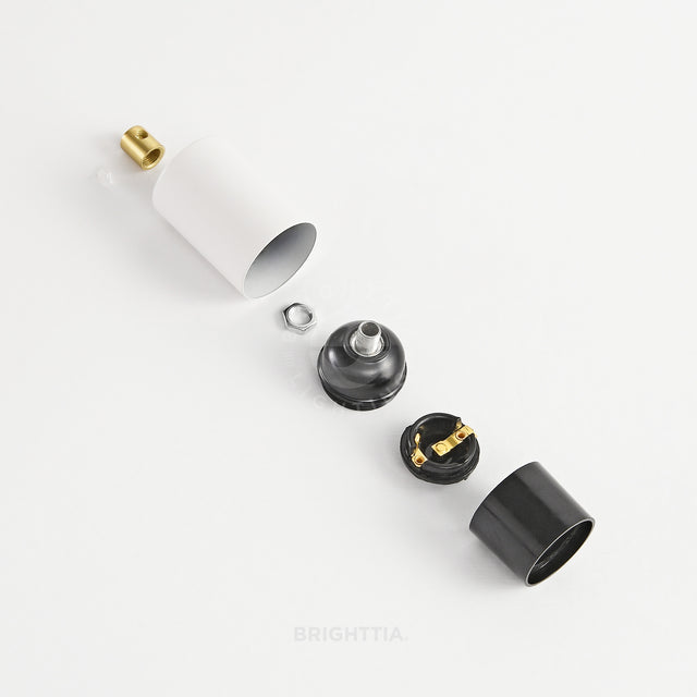 Full Cap E26 Bulb Socket With Cord Grip - White/Gold