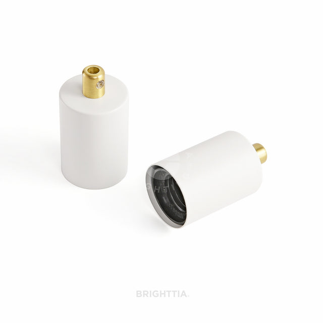 Full Cap E26 Bulb Socket With Cord Grip - White/Gold