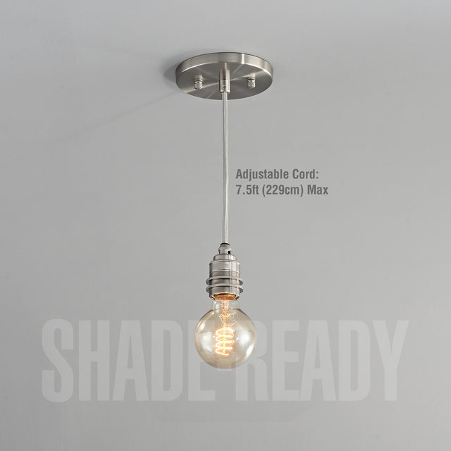 Premium Brass Shade Ready Hardwire Pendant - Brushed Nickel