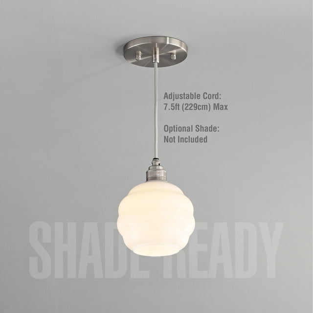 Premium Brass Shade Ready Hardwire Pendant - Brushed Nickel