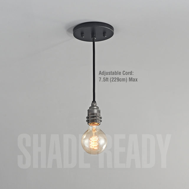 Premium Brass Shade Ready Hardwire Pendant - Gunmetal Black