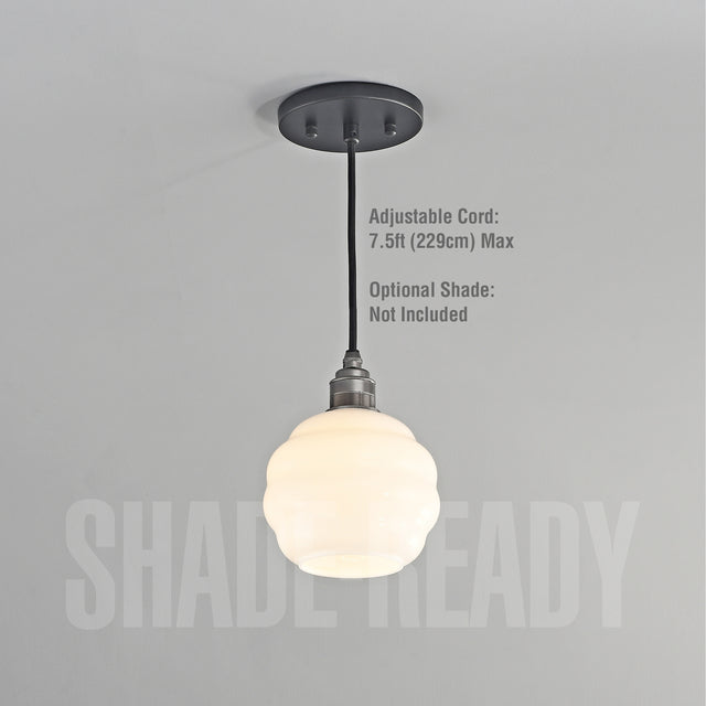 Premium Brass Shade Ready Hardwire Pendant - Gunmetal Black