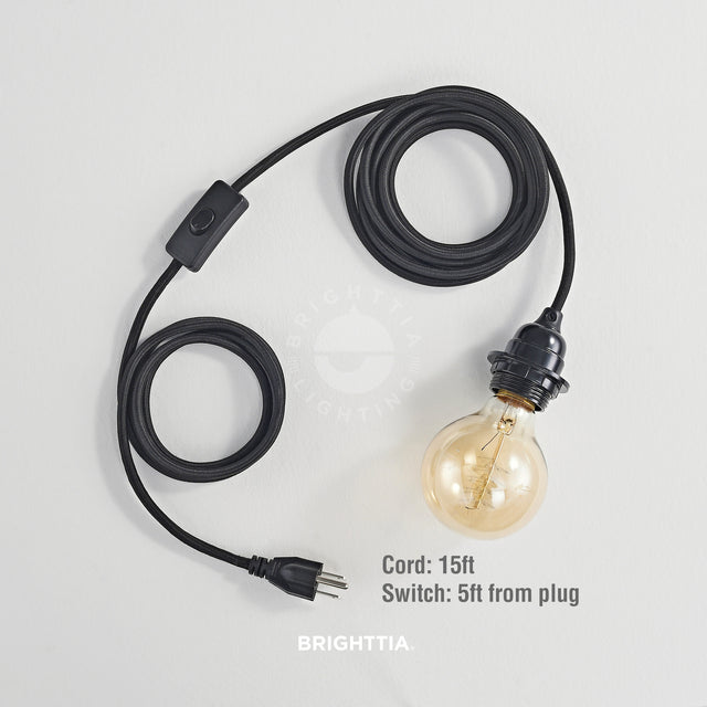 Portable Shade Ready Plug-In Pendant - Black